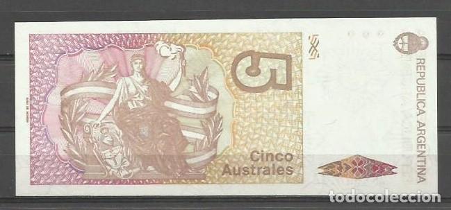 Billetes extranjeros: BILLETE DE ARGENTINA DE 5 AUSTRALES SIN CIRCULAR - Foto 2