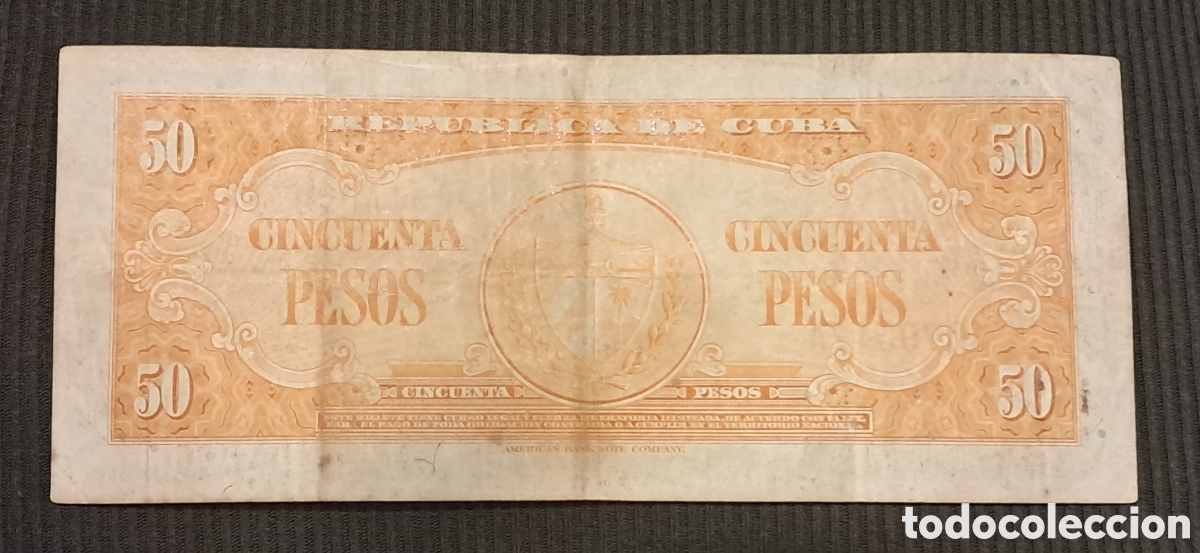 Billetes extranjeros: Billete de 50 pesos, Cuba 1950 - Foto 2