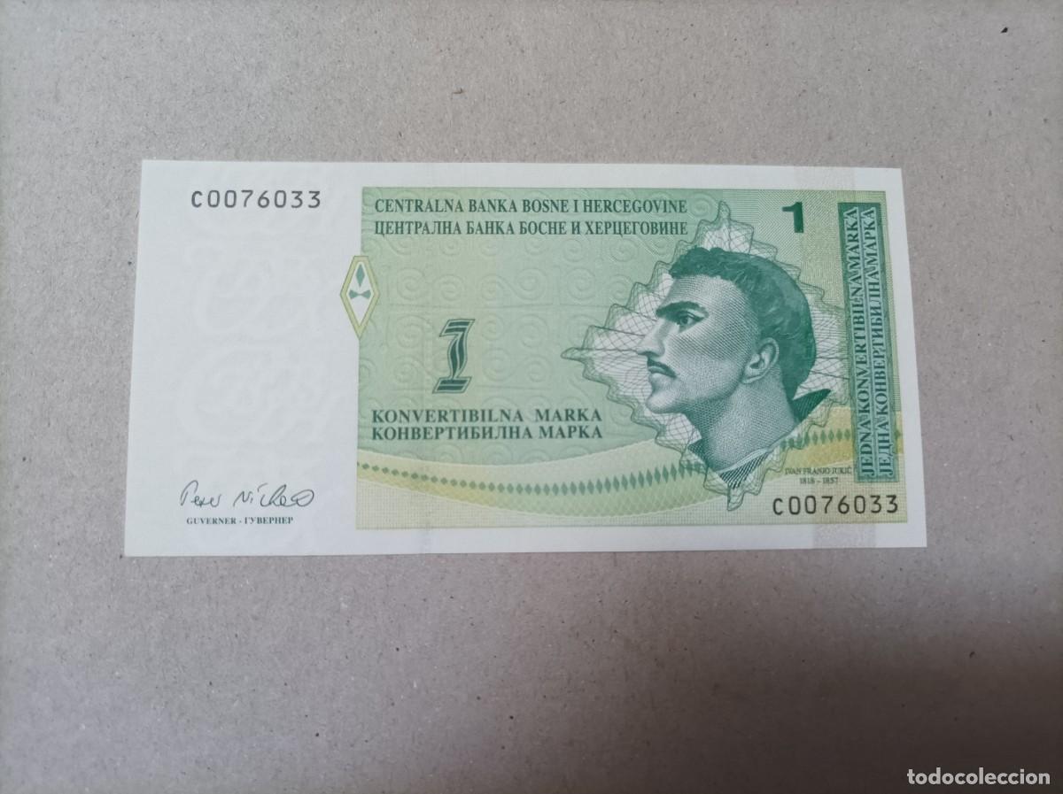 Banconote internazionali: Billete Bosnia Herzegovina, 1 maraka, a&ntilde;o 1998, n&ordm; bajisimo C0076033, UNC