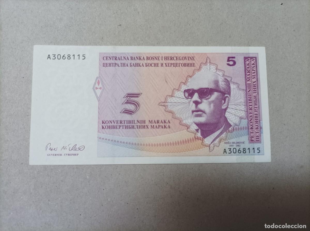 Billetes extranjeros: Billete Bosnia Herzegovina, 5 maraka, a&ntilde;o 1998, serie A, UNC
