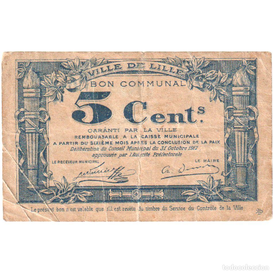 Billetes extranjeros: [#196679] Francia, Lille, 5 Centimes, 1917, BC+ - Foto 2