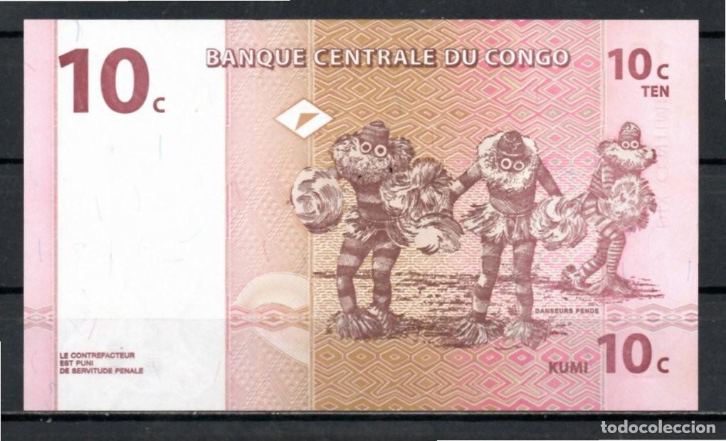 Billetes extranjeros: CONGO 1997, 10 CENTIMES, P-82a, SC-UNC; - Foto 2