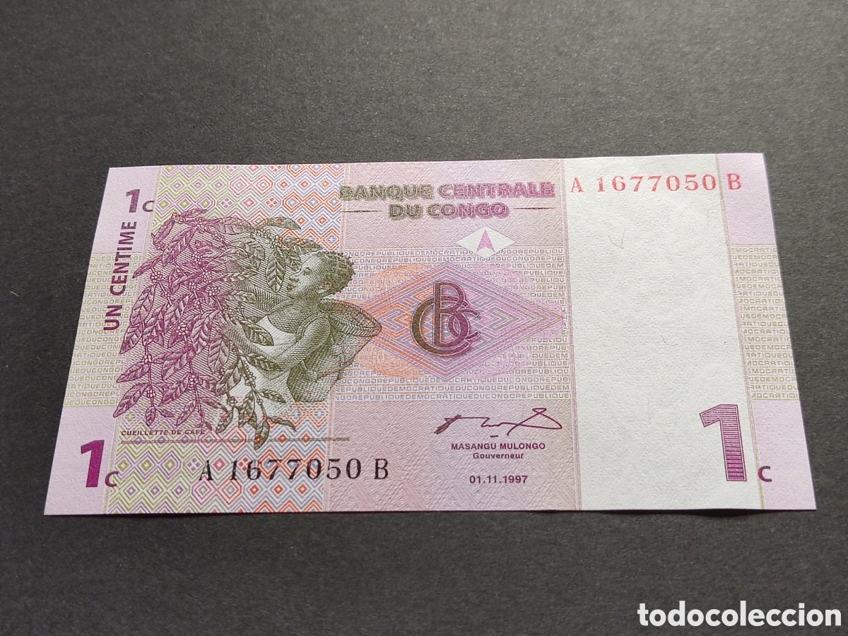 Billetes extranjeros: Billetes del Mundo 1 c&eacute;ntimo Congo PLANCHA - Foto 1
