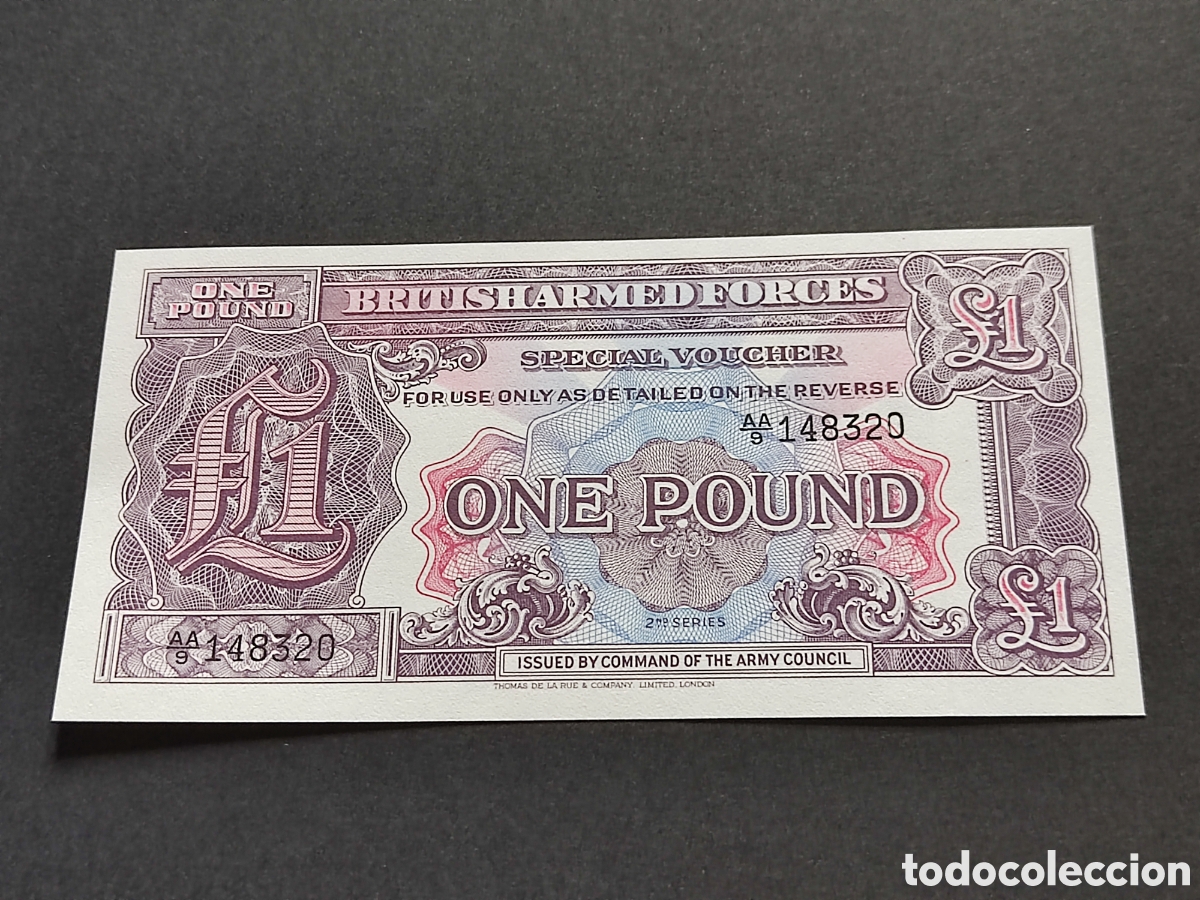 Billetes extranjeros: Billetes del Mundo vale especial Fuerzas Armadas Brit&aacute;nicas 1 pound PLANCHA