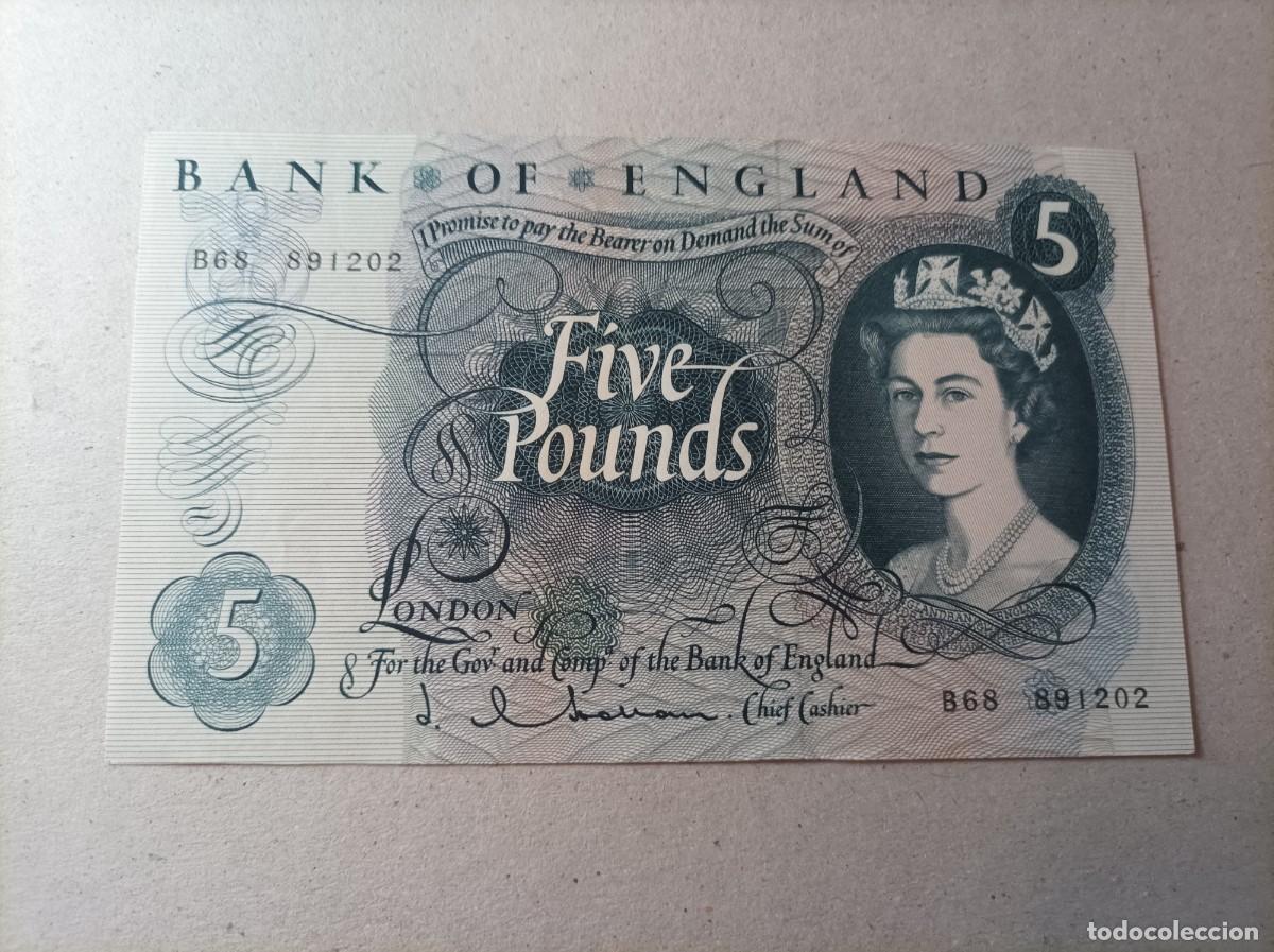 Billetes extranjeros: Billete Inglaterra 5 libras, a&ntilde;o 1963, UNC - Foto 1