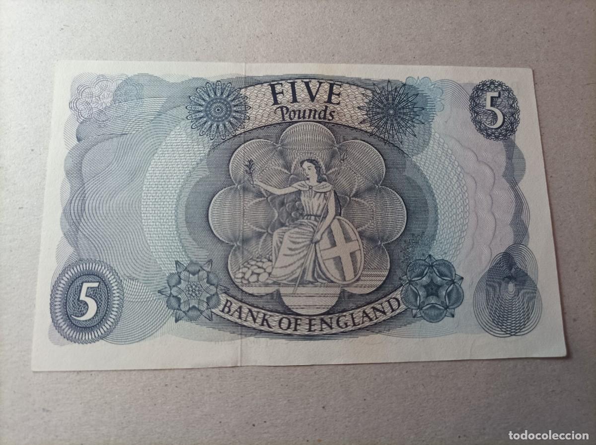 Billetes extranjeros: Billete Inglaterra 5 libras, a&ntilde;o 1963, UNC - Foto 2
