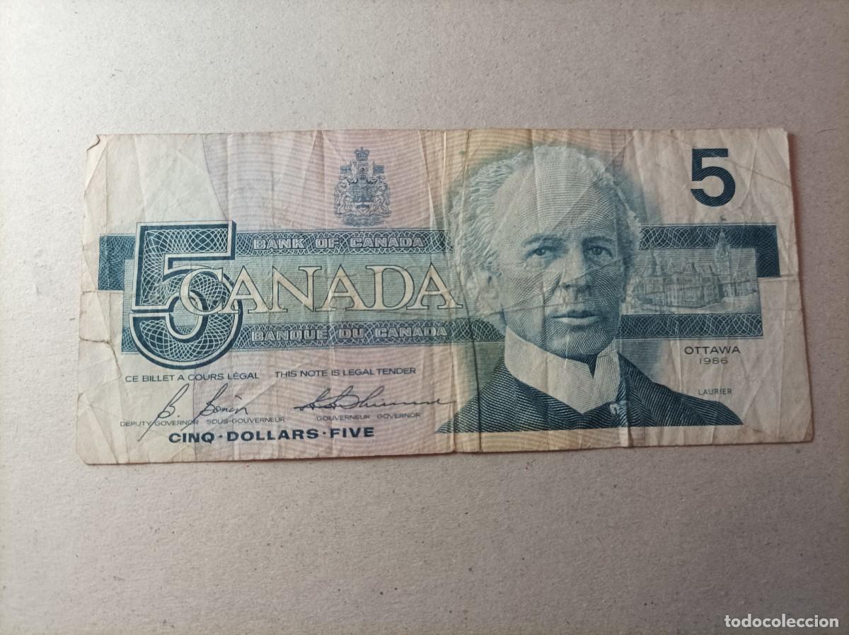 Billetes extranjeros: Billete Canad&aacute;, 5 d&oacute;lares, a&ntilde;o 1986 - Foto 2