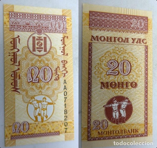 Billetes extranjeros: Billete de Mongolia 20 Mongo. 1993 sin circular - Foto 1