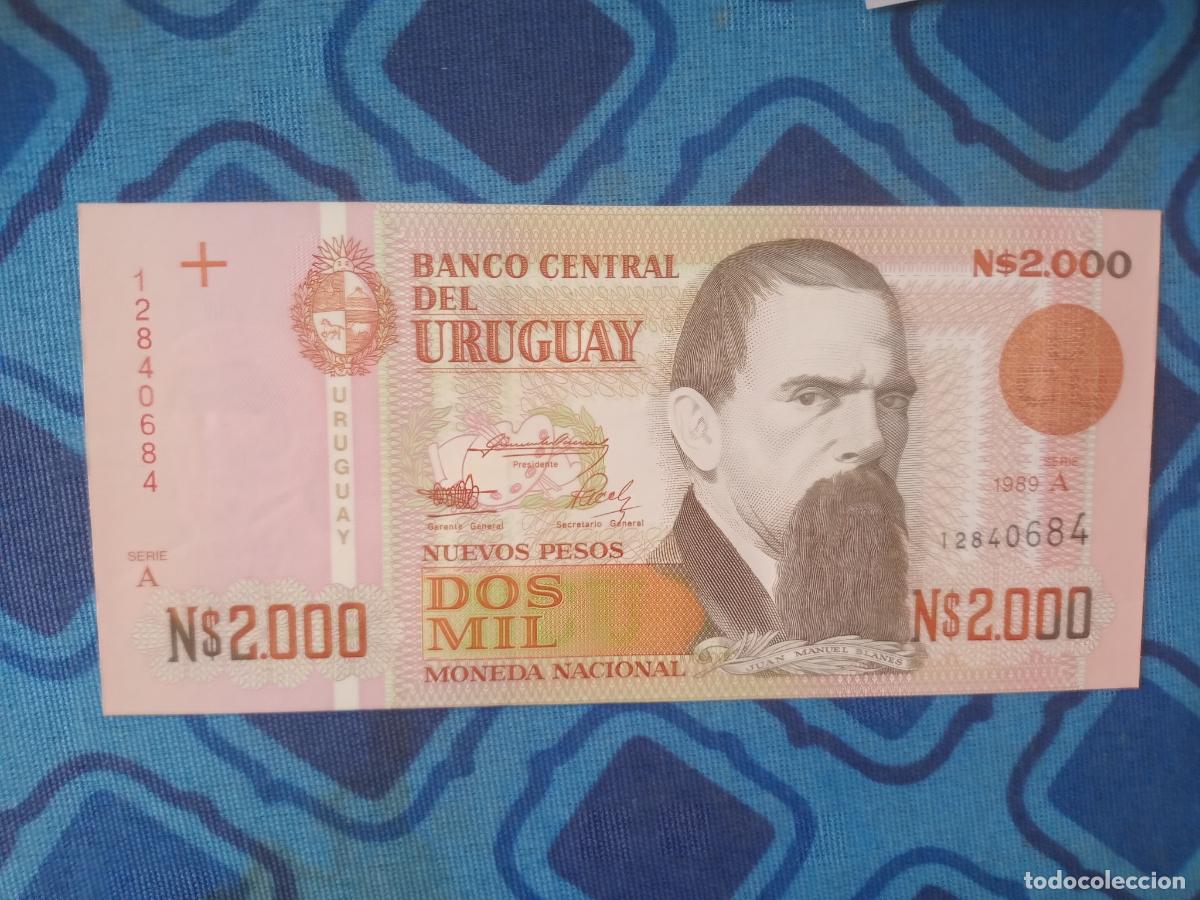 Billetes extranjeros: URUGUAY 2000 NUEVOS PESOS 1989 SC - Foto 1