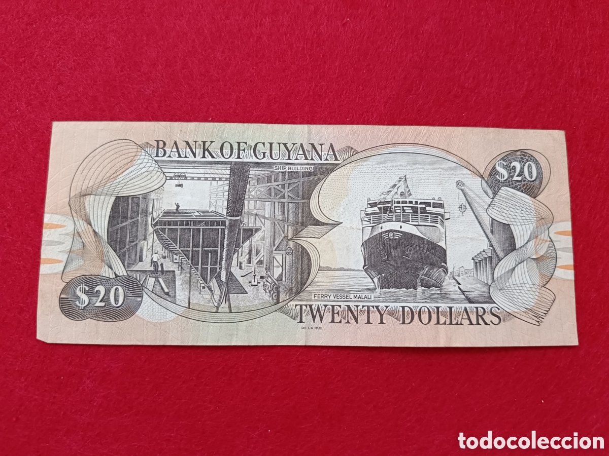 Billetes extranjeros: Billete de 20 D&oacute;lares Guyana Circulado - Foto 2