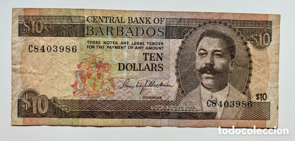 Billetes extranjeros: Billete BARBADOS 10 Dolares 1973 - Foto 1