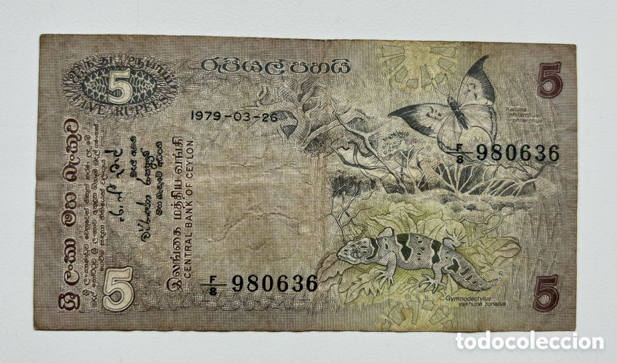 Banconote internazionali: Billete CEYLON 5 Rupias 1979