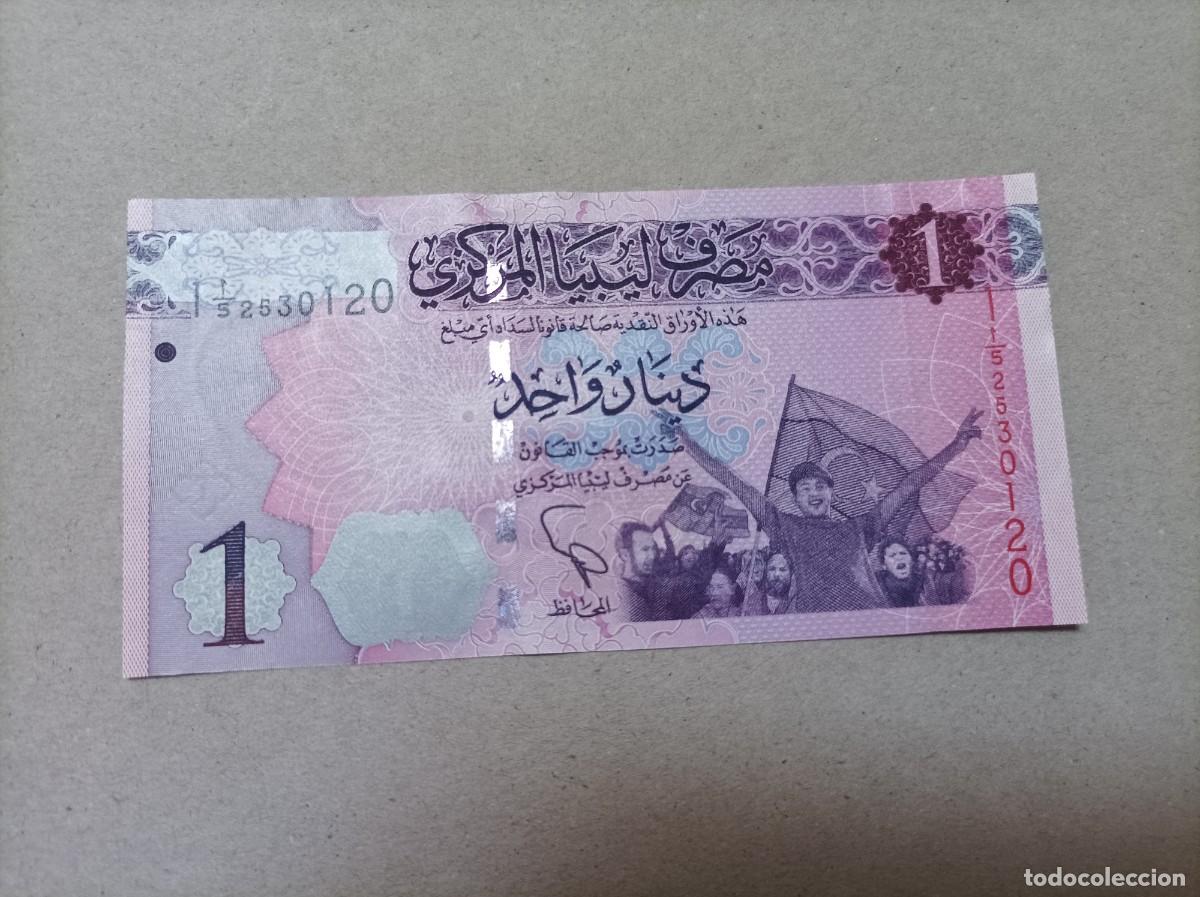 Billetes extranjeros: Billete Libia, 1 Dinar, a&ntilde;o 2013, UNC - Foto 2
