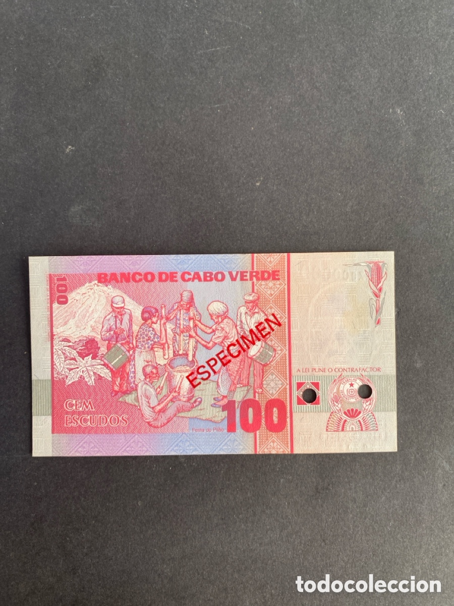 Billetes extranjeros: Billete de Cabo Verde Especimen de 100 escudos sin circular - Foto 2