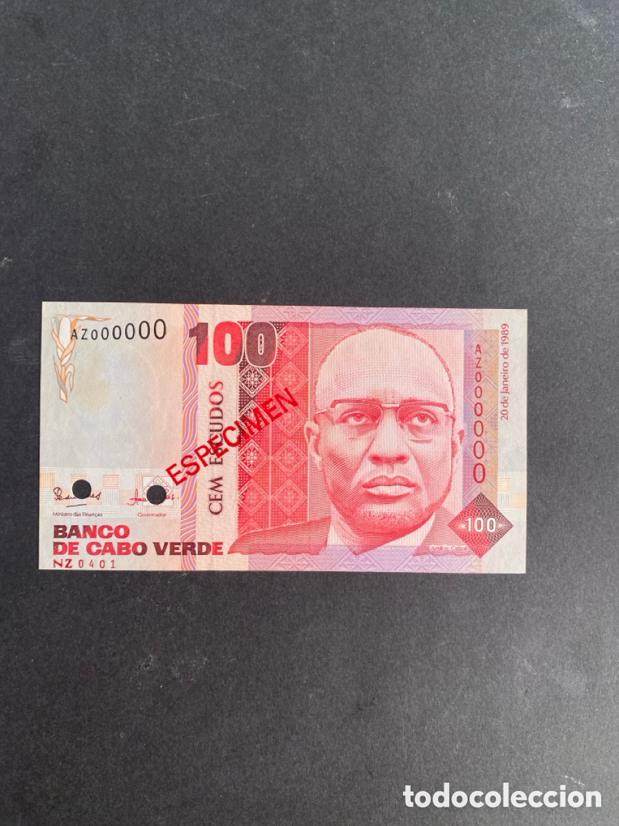Billetes extranjeros: Billete de Cabo Verde Especimen de 100 escudos sin circular