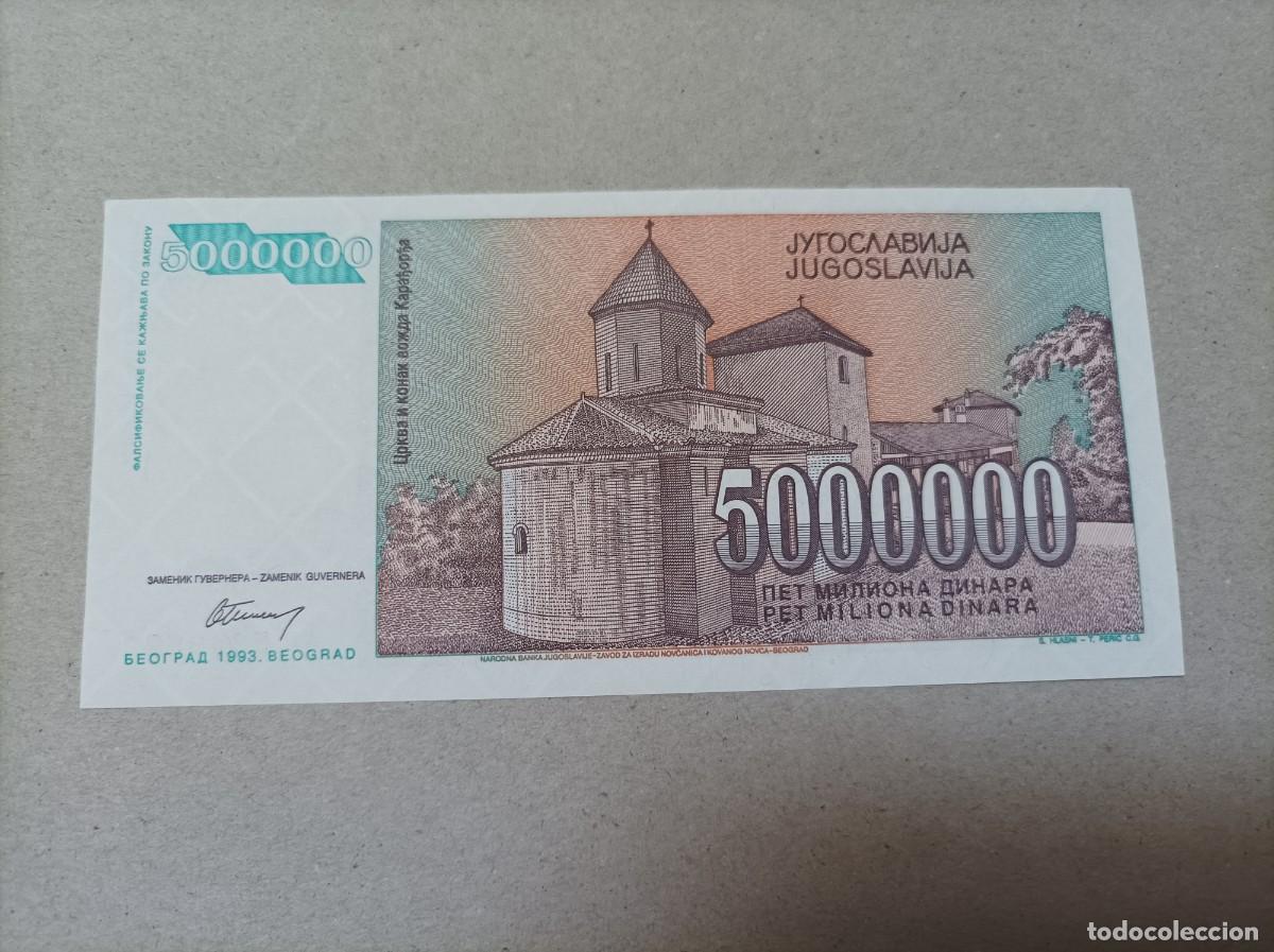 Billetes extranjeros: Billete Yugoslavia, 5000000, a&ntilde;o 1993, UNC - Foto 1