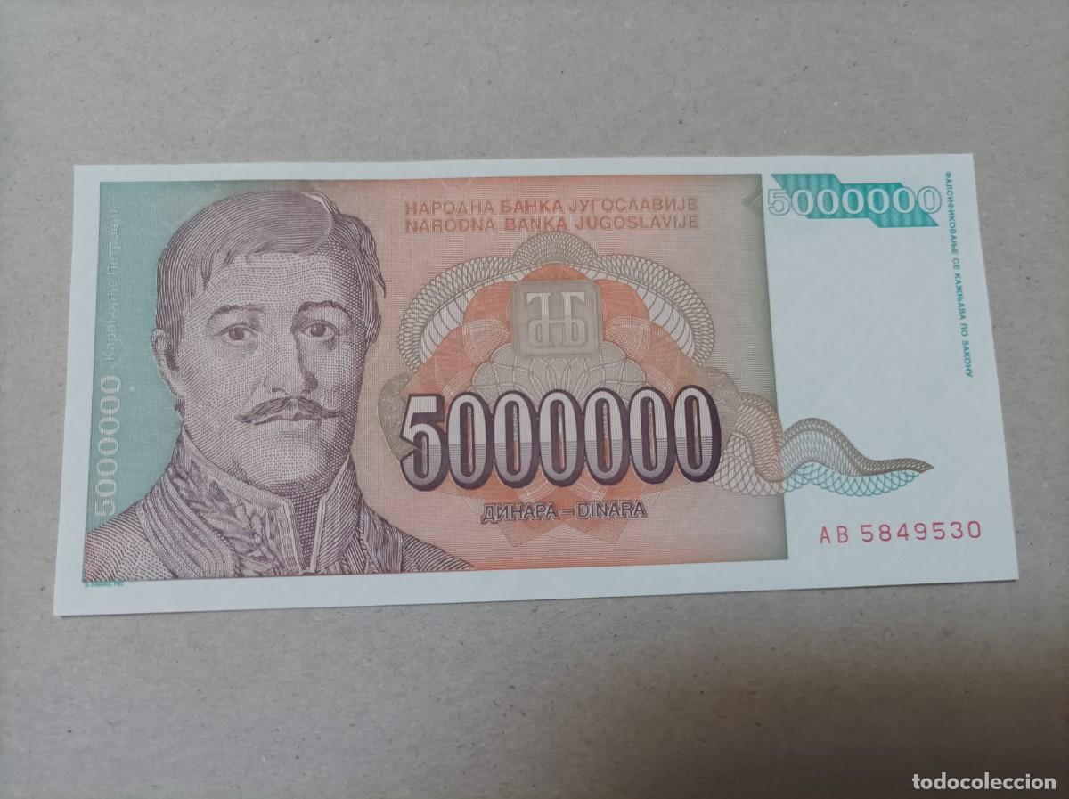 Billetes extranjeros: Billete Yugoslavia, 5000000, a&ntilde;o 1993, UNC - Foto 2