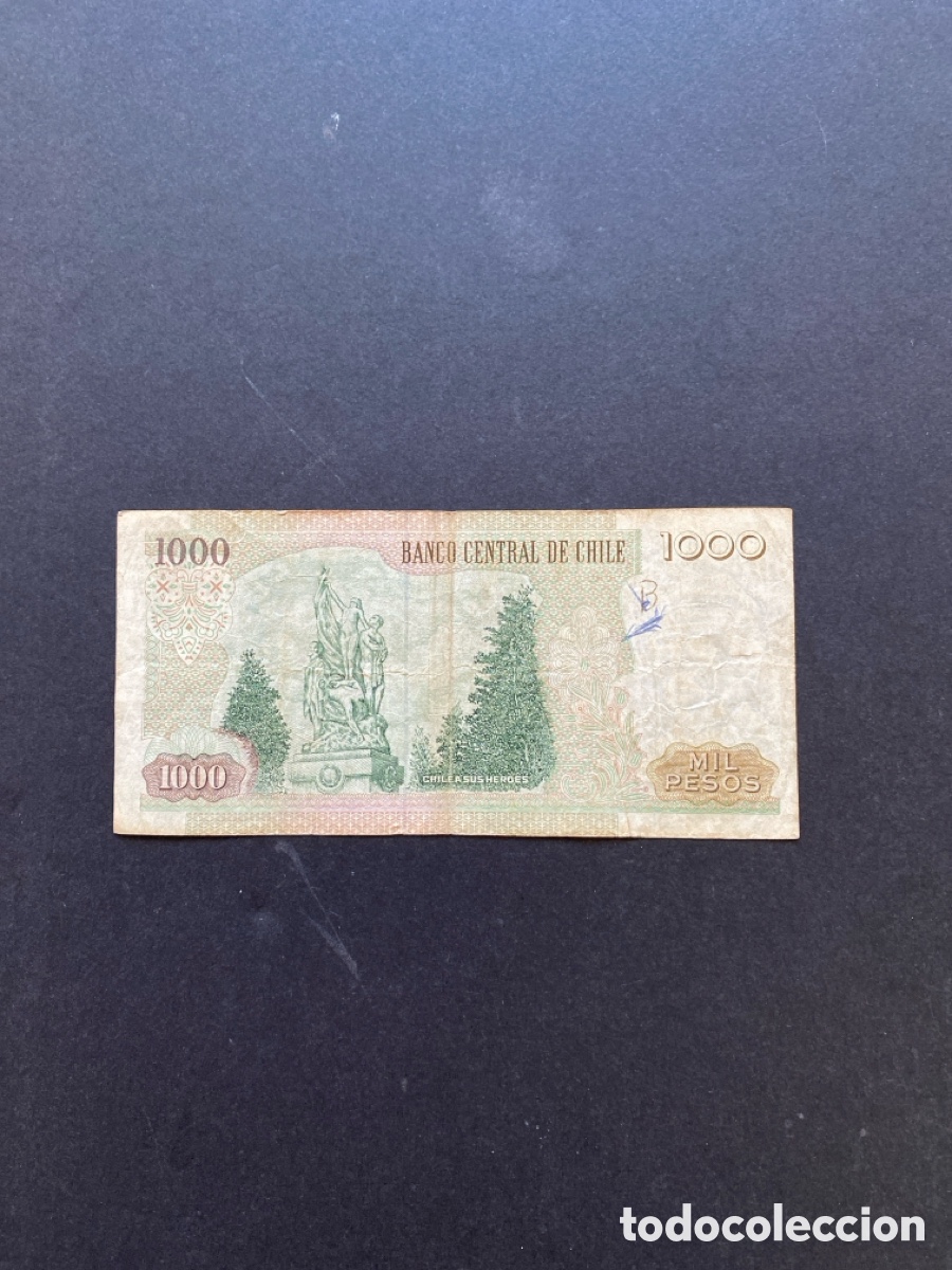 Billetes extranjeros: Billete de Chile 1000 pesos - Foto 2