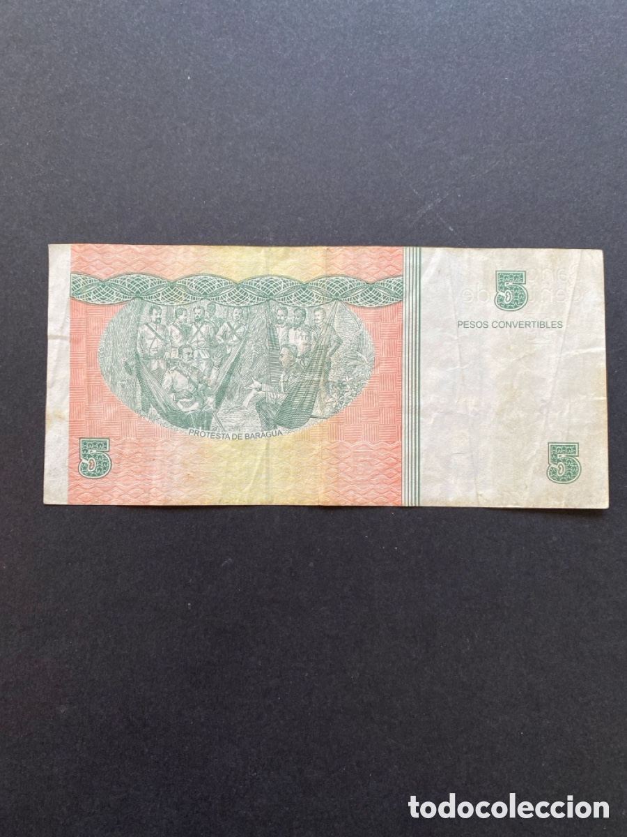 Billetes extranjeros: Billete de Cuba 5 pesos - Foto 2