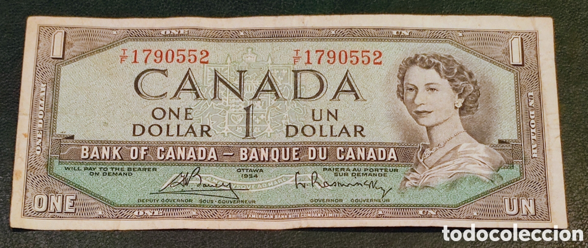Billetes extranjeros: Canad&aacute;, 1954, 1 d&oacute;lar - Foto 1