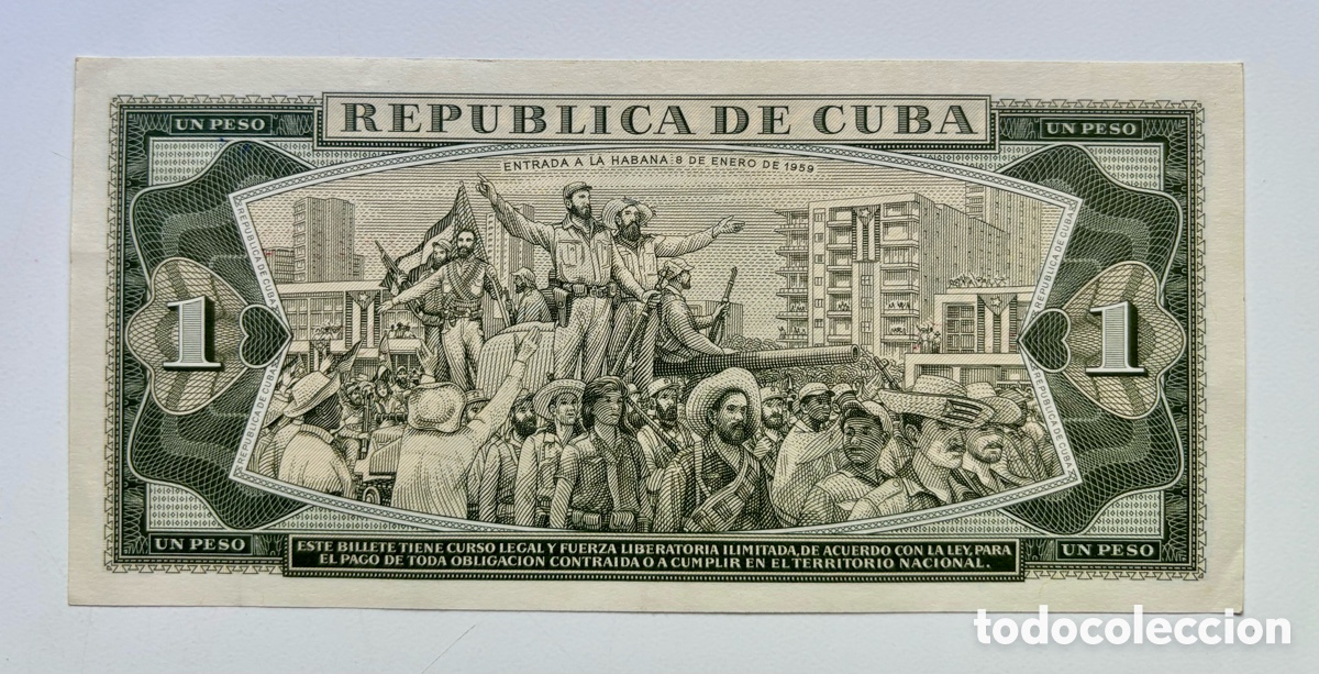 Billetes extranjeros: Billete CUBA 1 Peso 1980 - Foto 2