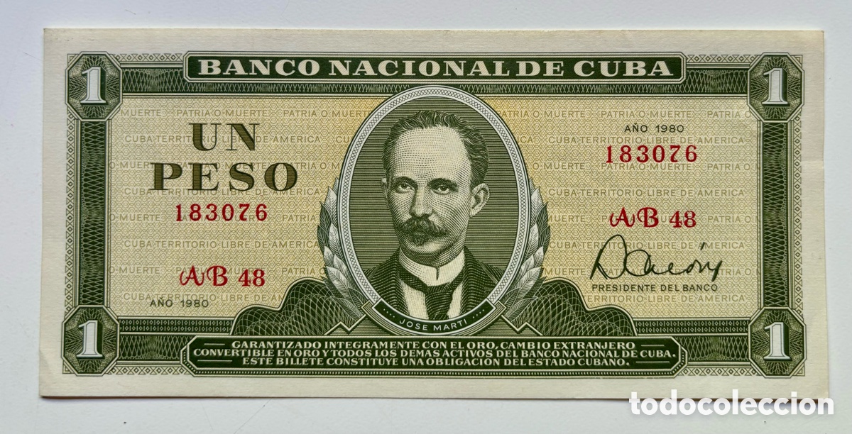 Billetes extranjeros: Billete CUBA 1 Peso 1980 - Foto 1