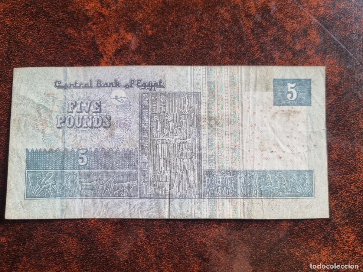 Billetes extranjeros: Egipto 5 libras. Five Pounds. Circulado - Foto 2