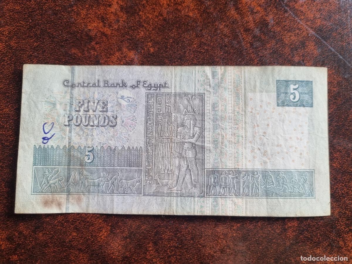 Billetes extranjeros: Egipto 5 libras. Five Pounds. Circulado - Foto 2