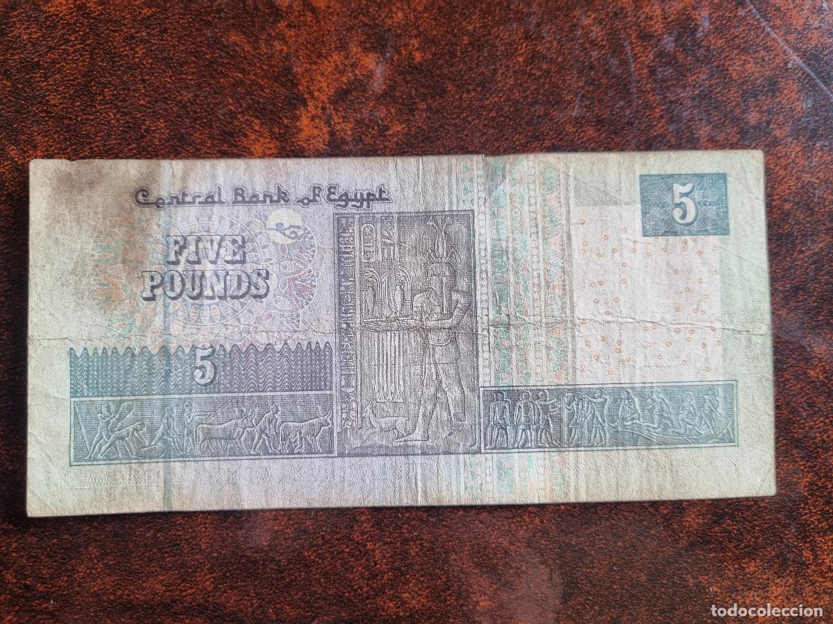 Billetes extranjeros: Egipto 5 libras. Five Pounds. Circulado - Foto 2
