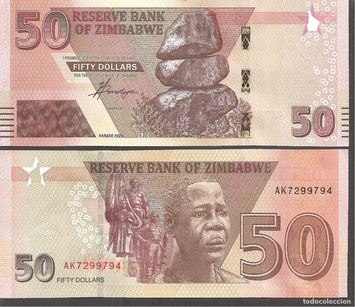 Billetes extranjeros: ZIMBABWE 50 DOLLARS 2020 SC/UNC - Foto 1