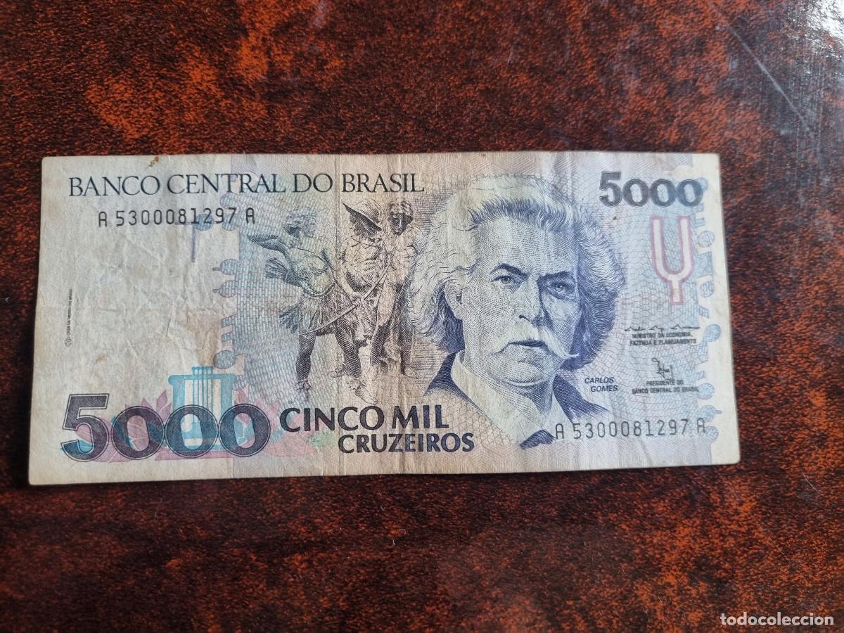 Billetes extranjeros: BRASIL 5000 Cruzeiros - Foto 1