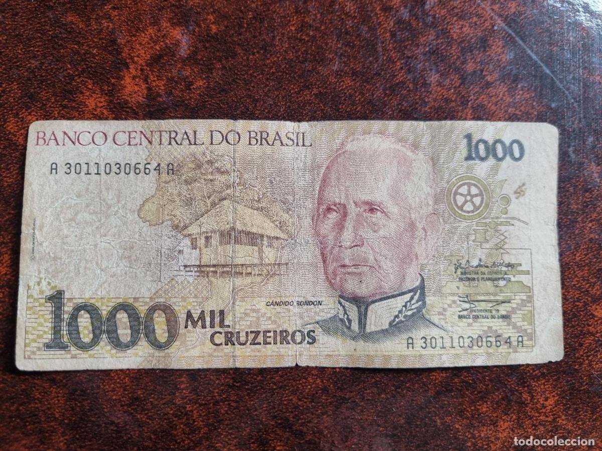 Billetes extranjeros: Brasil 1000 cruzeiros - Foto 1
