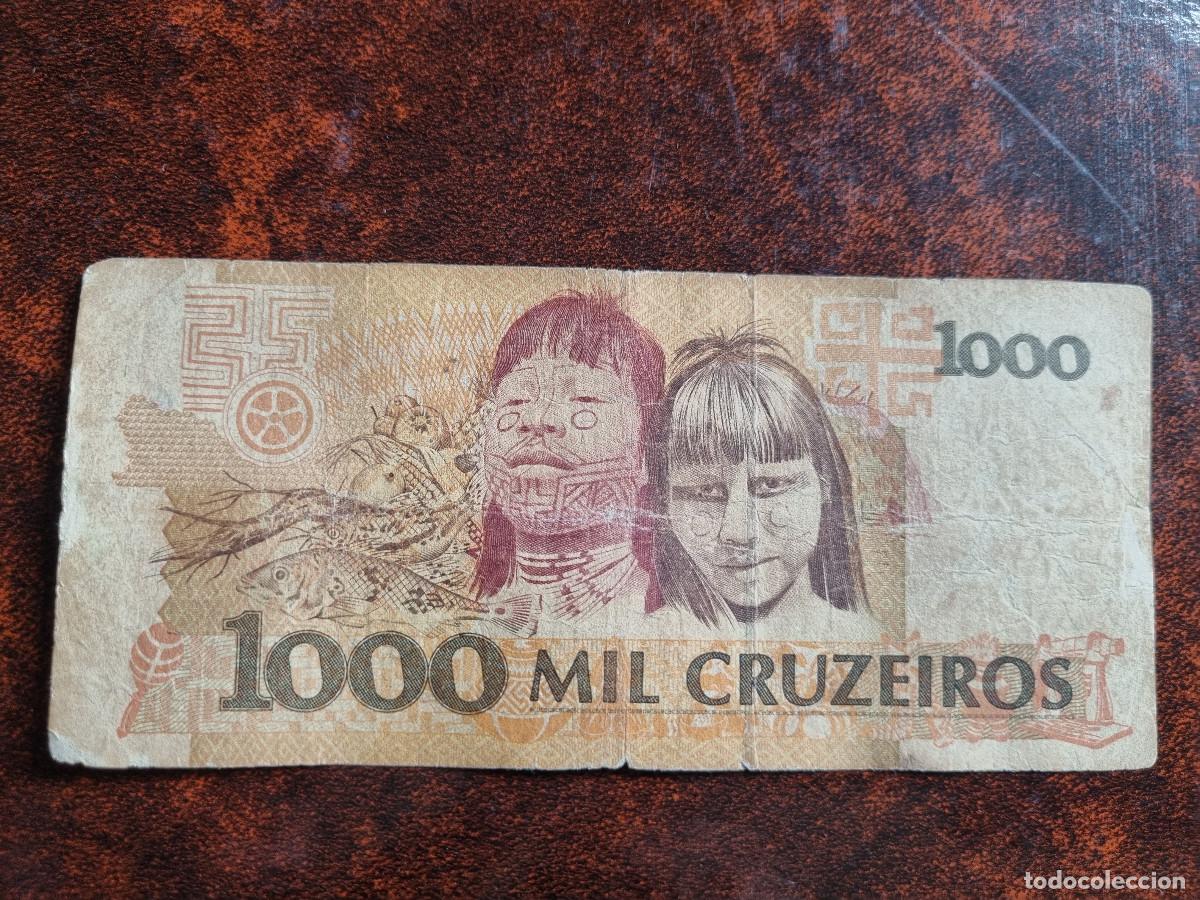 Billetes extranjeros: Brasil 1000 cruzeiros - Foto 2
