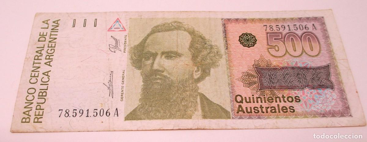 Billetes extranjeros: Billete de 500 Australes - Rep. Argentina - Foto 1