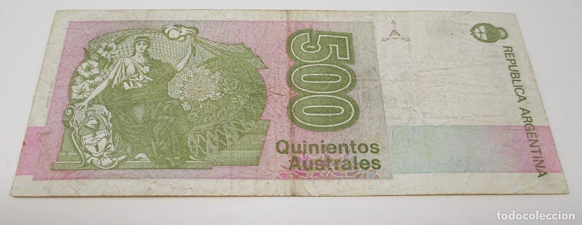 Billetes extranjeros: Billete de 500 Australes - Rep. Argentina - Foto 3