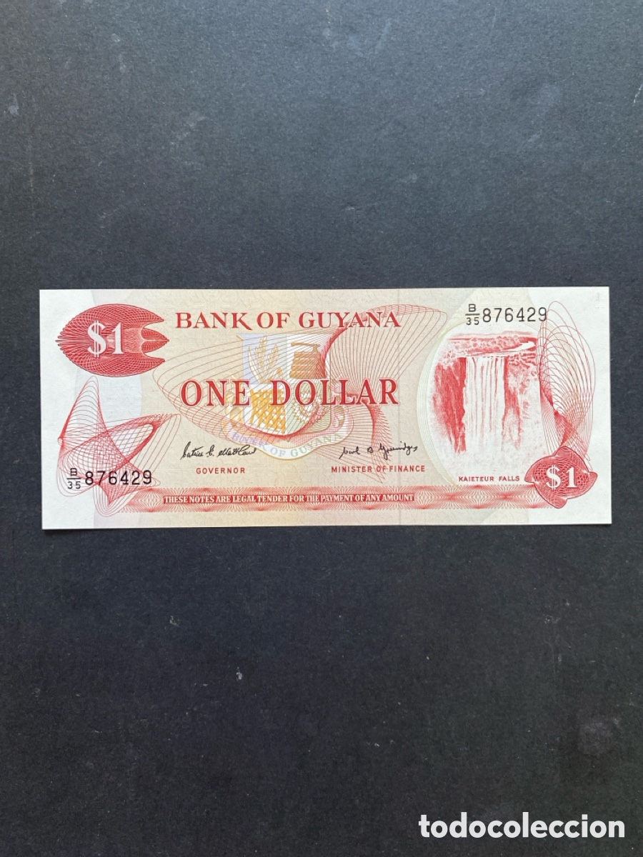 Billetes extranjeros: Billete de Guyana 1 dollar - Foto 1