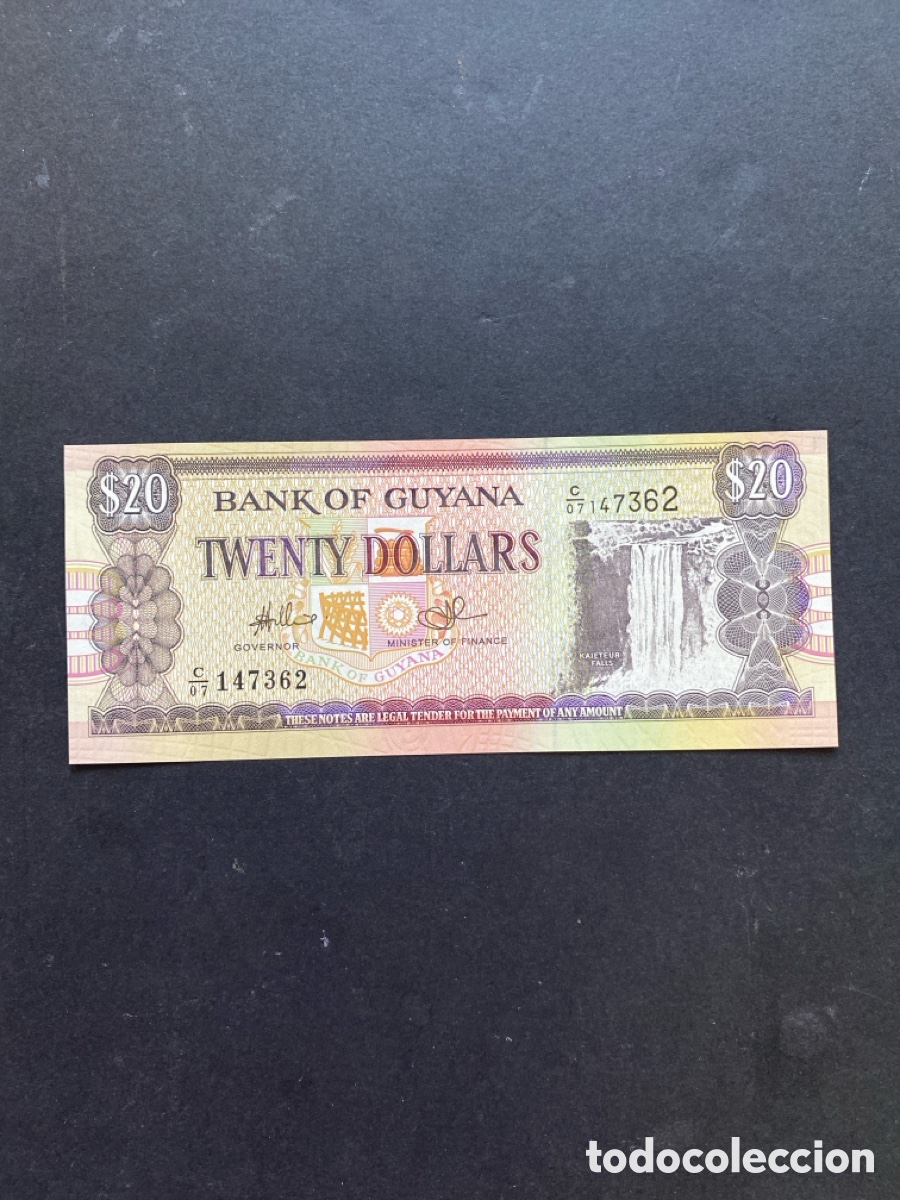 Billetes extranjeros: Billete de Guyana 20 dollars - Foto 1