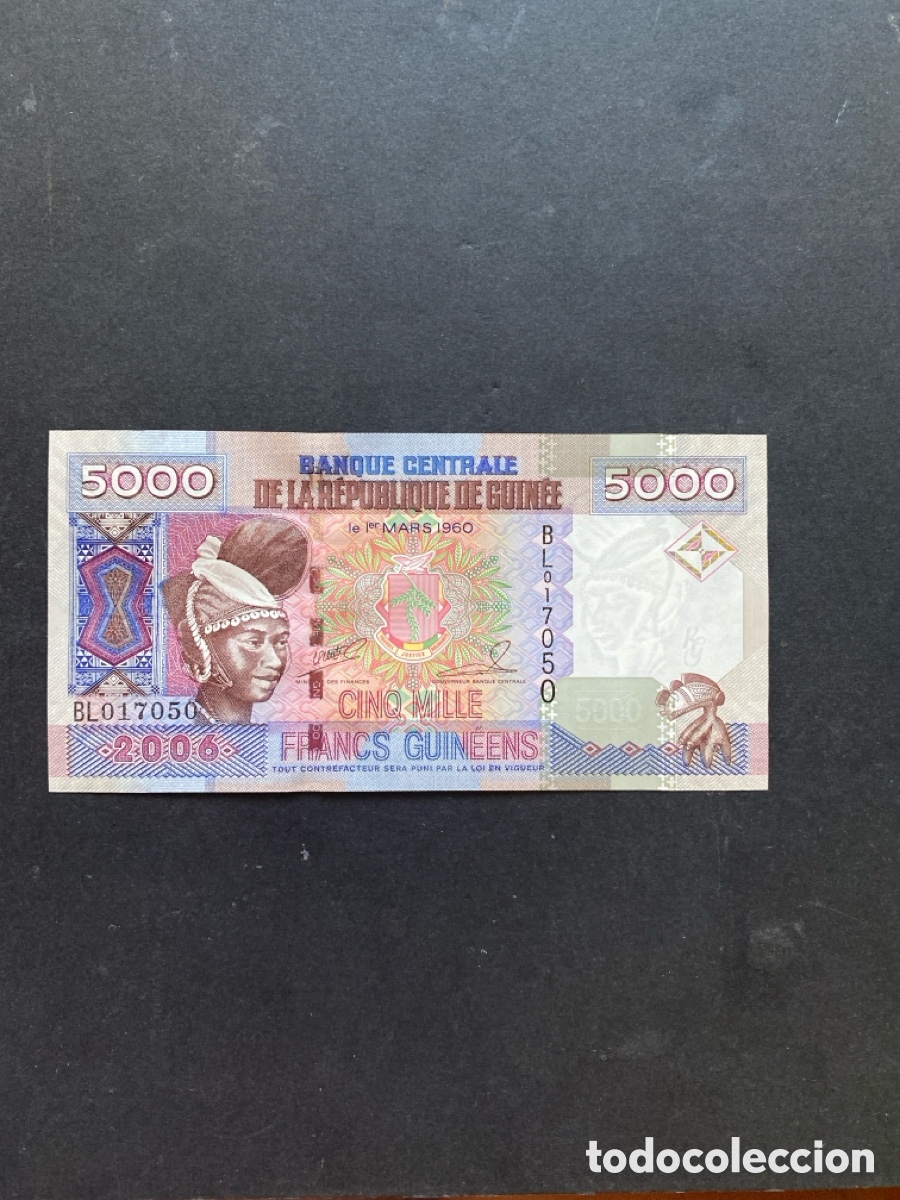 Billetes extranjeros: Billete de Guinea 5000 francs - Foto 1
