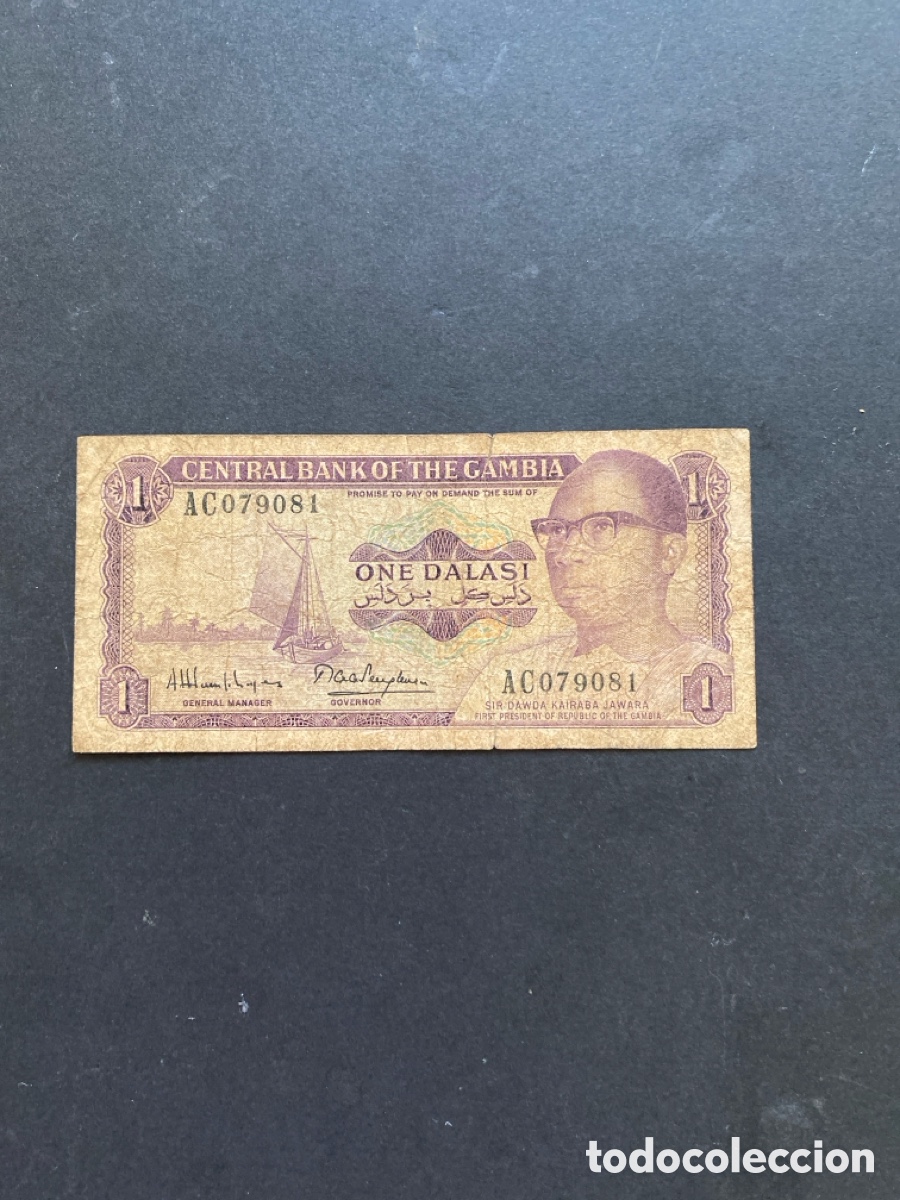 Billetes extranjeros: Billete de Gambia 1 dalasi - Foto 1