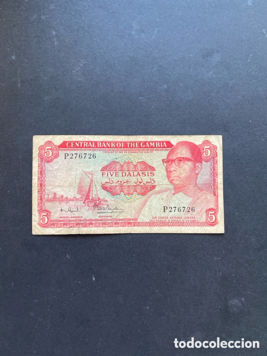 Billetes extranjeros: Billete de Gambia 5 da&ntilde;ados - Foto 1