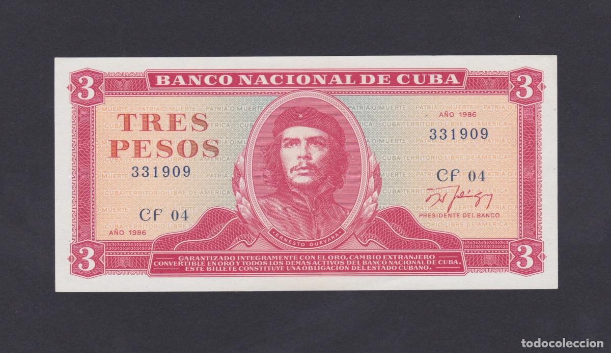 Billetes extranjeros: CUBA 3 PESOS 1986 UNC/SC - Foto 1