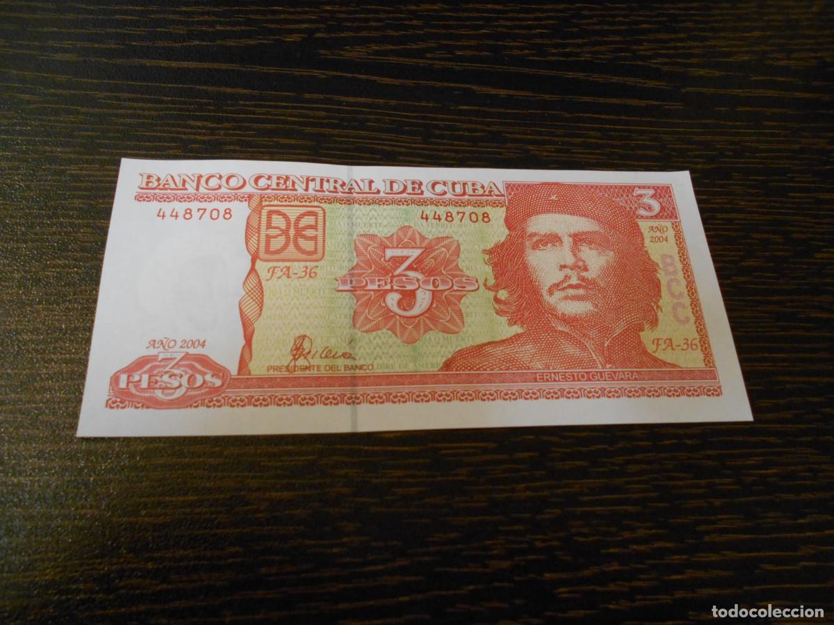 Billets internationaux: CUBA-BILLETE-CHE GUEVARA-3 PESOS-2004-SC-UNC