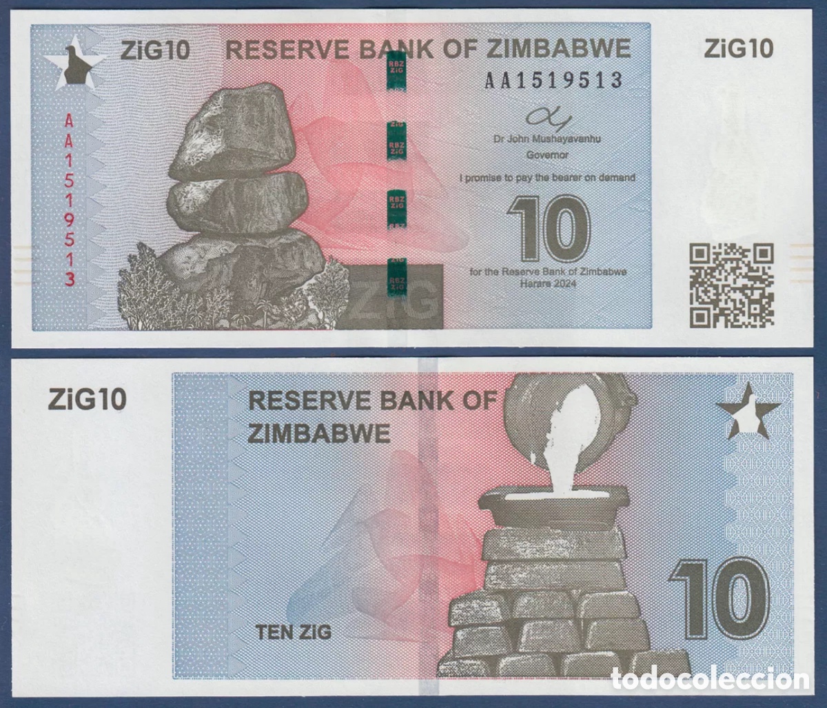 Billetes extranjeros: Billete ZIMBABWE 10 Zig 2024 SC - Foto 1