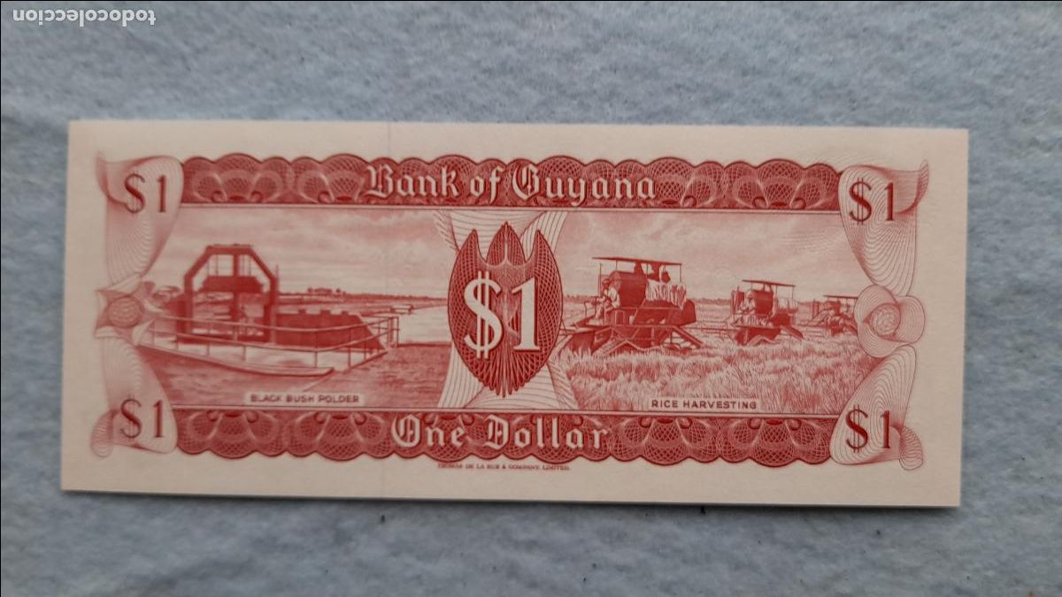 Billetes extranjeros: Guyana. 1 D&oacute;lar. A&ntilde;o 1992. Sin Circular. - Foto 2