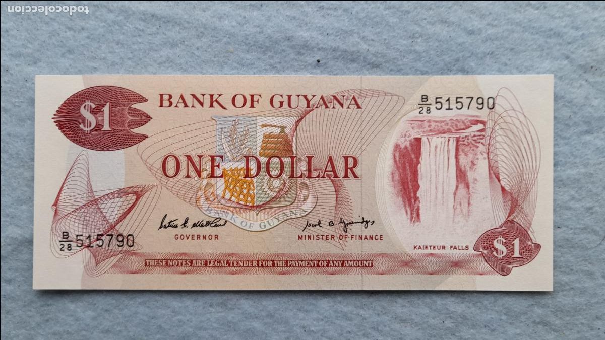 Billetes extranjeros: Guyana. 1 D&oacute;lar. A&ntilde;o 1992. Sin Circular. - Foto 1