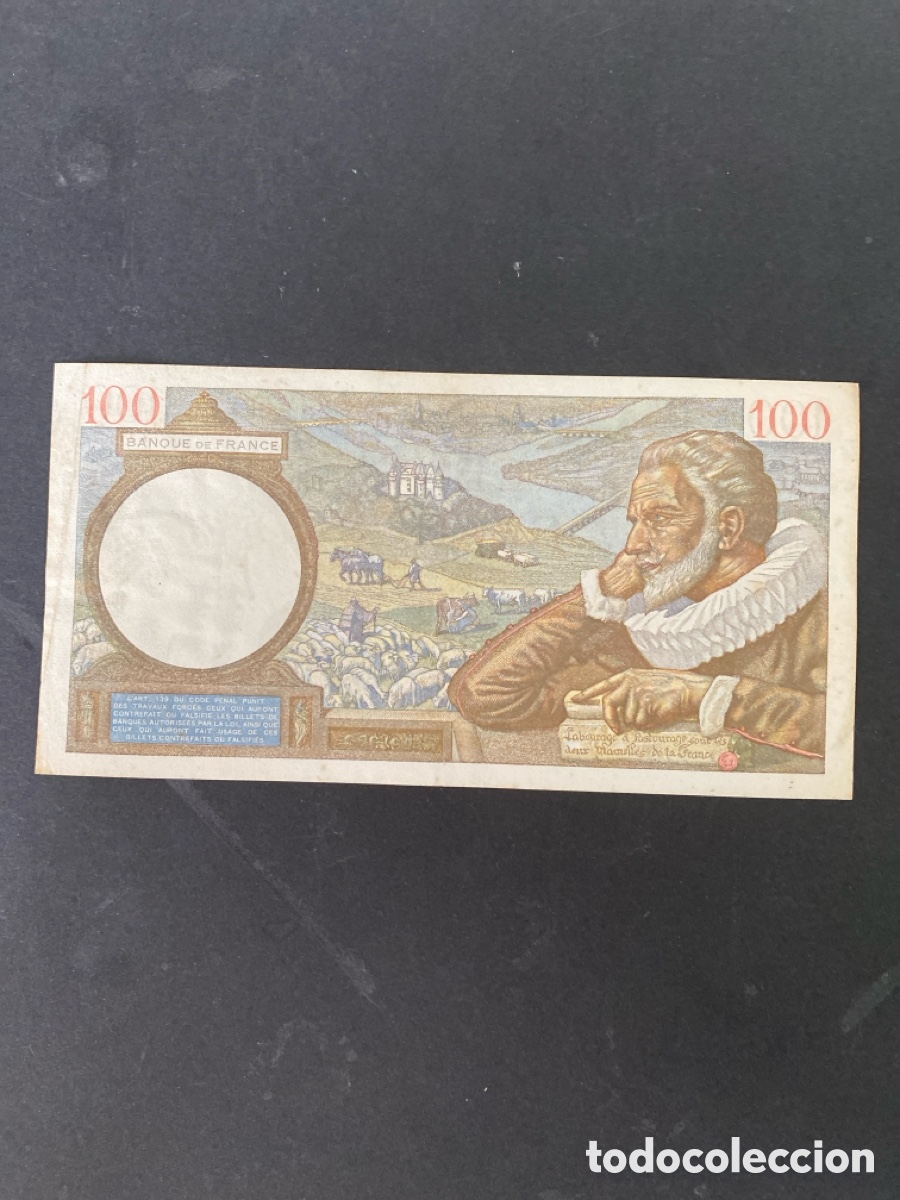 Billetes extranjeros: Billete de Francia 100 francs - Foto 2