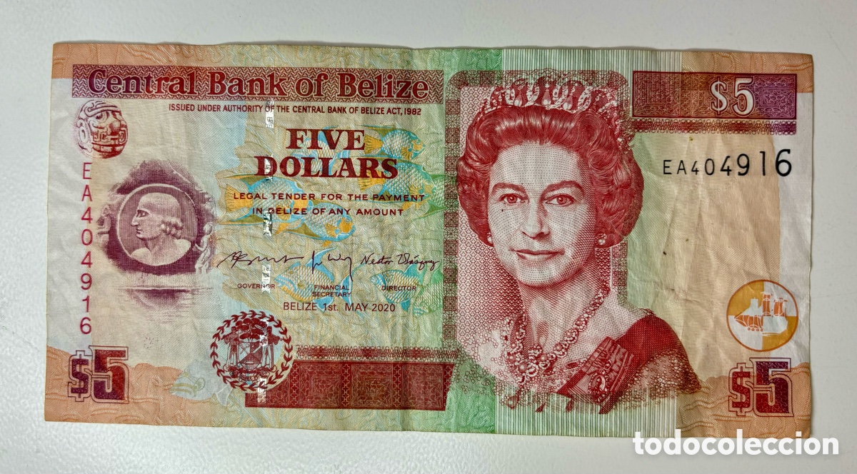 Billetes extranjeros: Billete BELIZE 5 Dolares 2020 - Foto 1