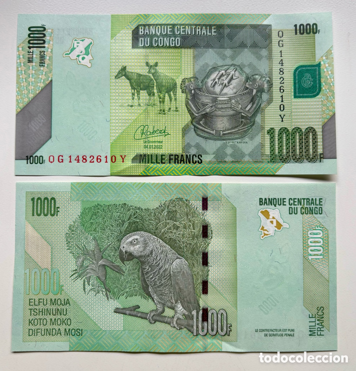 Billetes extranjeros: Billete CONGO 1000 Francos 2022 SC - Foto 1