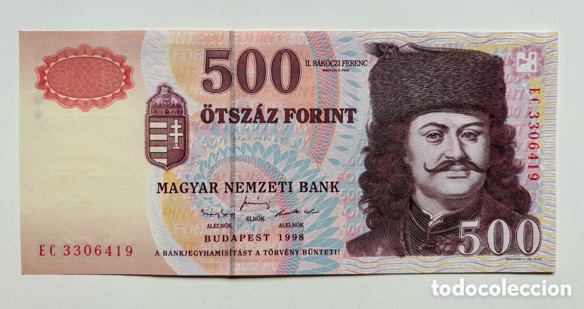Billets internationaux: Billete HUNGRIA 500 Florines 1998 SC-. Forint . 1* Fecha