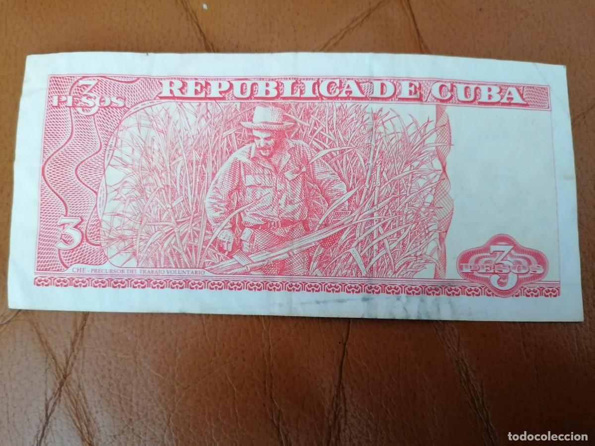 Billetes extranjeros: Billete, Cuba,3 pesos, 2004, MBC, CHE - Foto 2